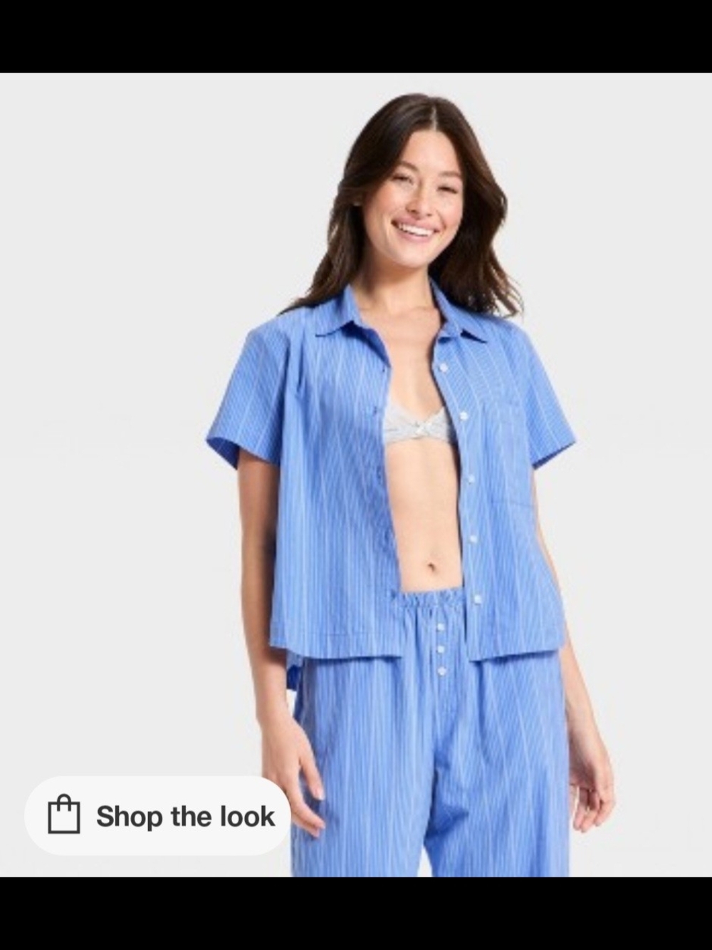 Auden Blue Pinstripe Short-Sleeve Pajama Top